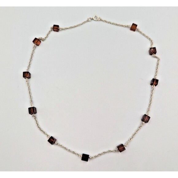 Sterling Silver 925 Baltic Amber Faceted Beads Stations Two Necklaces - Picture 13 of 16